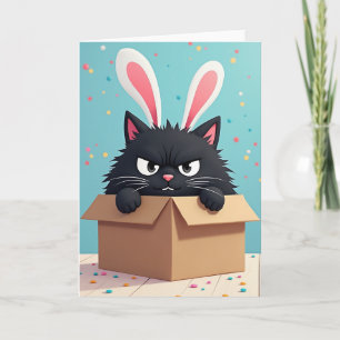 Cartão de Aniversário do Gatinho Coelho Mal-Humora