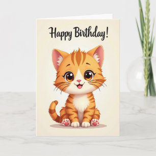 Cartão de Aniversário do Gatinho Encantador