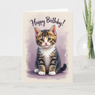 Cartão de Aniversário do Gatinho Listrado