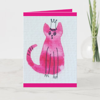 Cartão de Aniversário do Gatinho Princesa Rosa