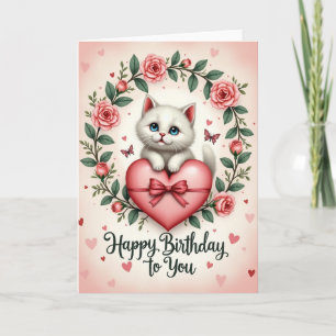 Cartão de Aniversário do Gatinho Safira