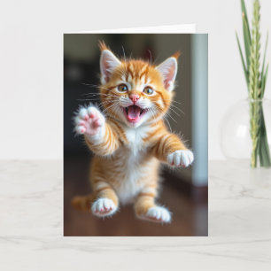 Cartão de Aniversário do Gatinho Saltitante