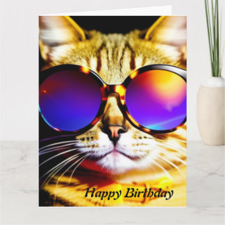 Cartão de Aniversário do Gato Legal