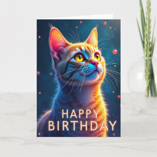 Cartão de Aniversário do Gato Luminoso Wonder