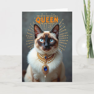 Cartão de Aniversário do Gato Pérola Elegante