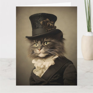 Cartão de Aniversário do Gato Vitoriano para Ele