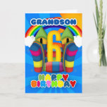 Cartão de Aniversário do Grandson 6 com Castelo de<br><div class="desc">Um cartão de aniversário de 6 feliz e ensolarado com castelo de recompensa</div>
