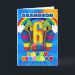 Cartão de Aniversário do Grandson 6 com Castelo de<br><div class="desc">Um cartão de aniversário de 6 feliz e ensolarado com castelo de recompensa</div>