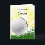Cartão de Aniversário do Grandson Golfer<br><div class="desc">Dê ao seu neto de golfe um cartão de golfe com um tema de golfe explosivo! Uma bola de golfe com as palavras "a um neto maravilhoso".</div>