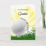 Cartão de Aniversário do Grandson Golfer<br><div class="desc">Dê ao seu neto de golfe um cartão de golfe com um tema de golfe explosivo! Uma bola de golfe com as palavras "a um neto maravilhoso".</div>