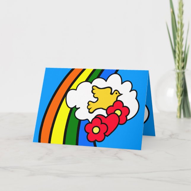 Cartão de Aniversário do Groovy Retro 70 (Frente)