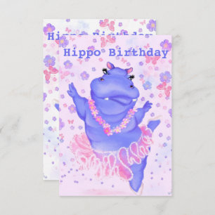 Cartão de Aniversário do Hippo Ballerina Hippo - S
