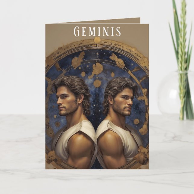 Cartão de Aniversário do Homem Geminis (Frente)