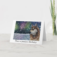 Cartão de aniversário do Husky