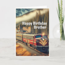 Cartão de Aniversário do Irmão com Trem Art Deco V