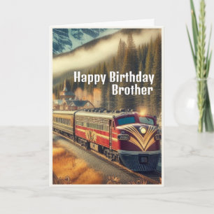 Cartão de Aniversário do Irmão com Trem Art Deco V