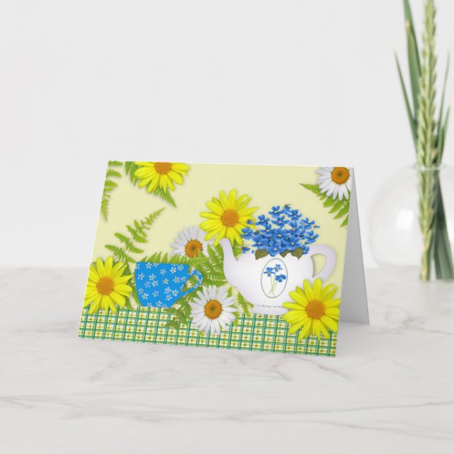 Cartão de Aniversário do Jardim Tea (Grande Impres (Frente)