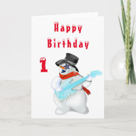 Cartão de Aniversário do Jogador de Violão Snowman