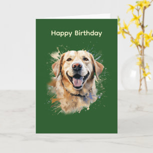 Cartão de Aniversário do Labrador Amarelo Feliz