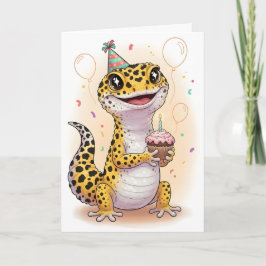 Cartão de Aniversário do Lagarto Leopardo Aventure