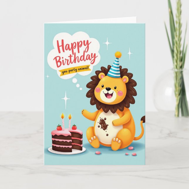 Cartão de Aniversário do Leão Alegre (Frente)