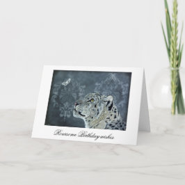 Cartão de Aniversário do Leopardo da Neve e Maripo
