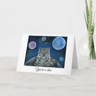 Cartão de Aniversário do Leopardo da Neve Espacial