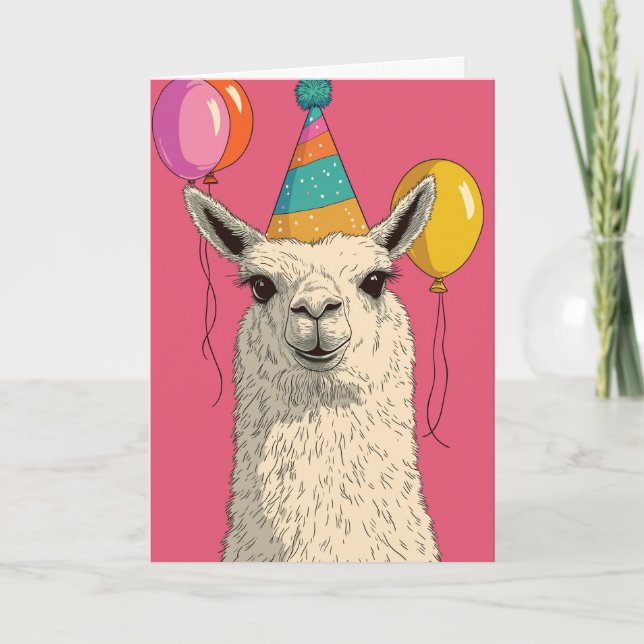 Cartão de Aniversário do Llama - Festa Engraçada (Frente)