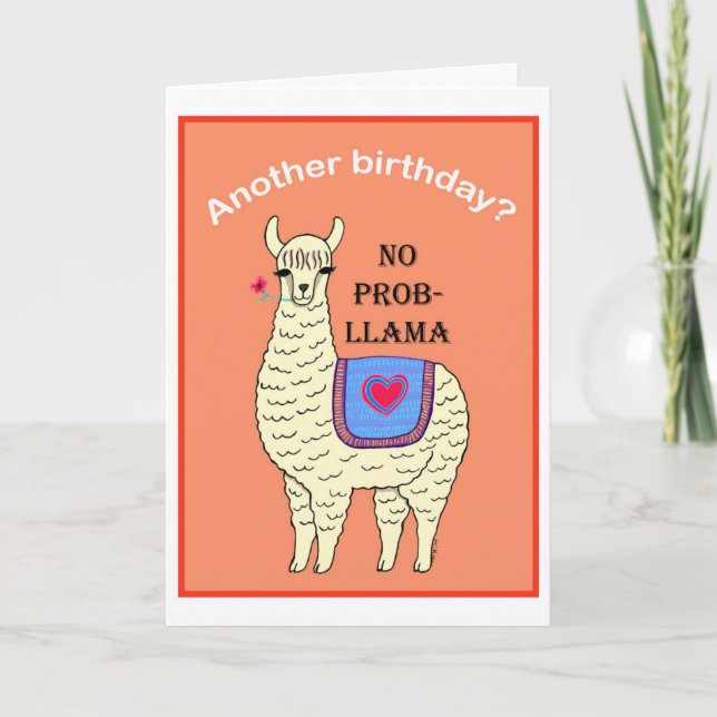 Cartão de aniversário do Llama Funny llama Sem pro (Frente)