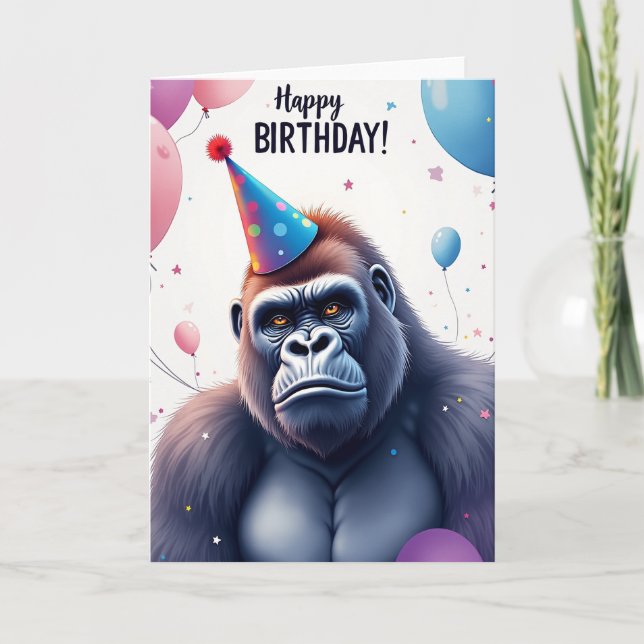Cartão de Aniversário do Macaco de Bolinhas (Frente)