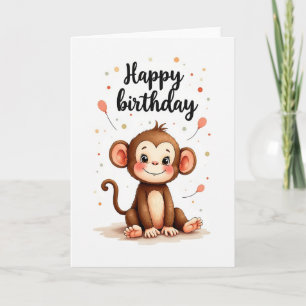 Cartão de Aniversário do Macaco Doce