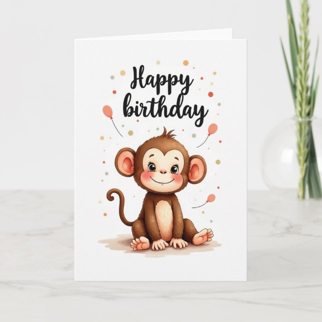 Cartão de Aniversário do Macaco Doce (Frente)