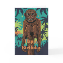 Cartão de Aniversário do Macaco Tiki