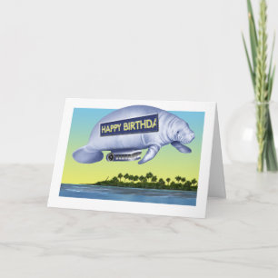 Cartão de Aniversário do Manatee Blimp