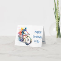 Cartão de Aniversário do marinho, do ciclista roxo