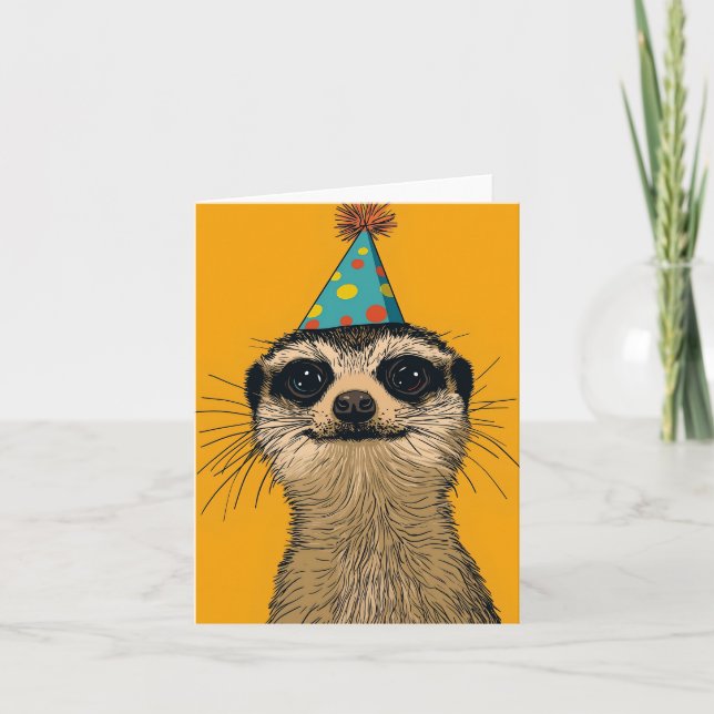 Cartão de Aniversário do Meerkat Reprodutor (Frente)