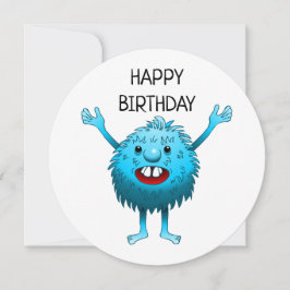 Cartão de Aniversário do Monstro Fofinho e Bonito
