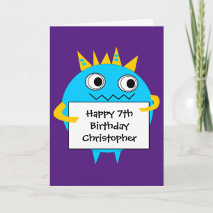 Cartão de Aniversário do Monstro Funny Roxo Azul