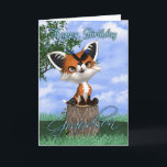 Cartão de aniversário do neto com Fox bonito e<br><div class="desc">Cartão de aniversário do neto com Fox bonito e borboleta</div>