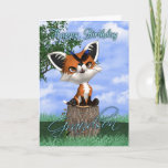 Cartão de aniversário do neto com Fox bonito e<br><div class="desc">Cartão de aniversário do neto com Fox bonito e borboleta</div>