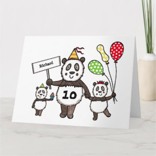 Cartão de Aniversário do Partido Panda Personaliza