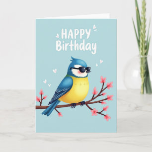 Cartão de Aniversário do Pássaro Azul