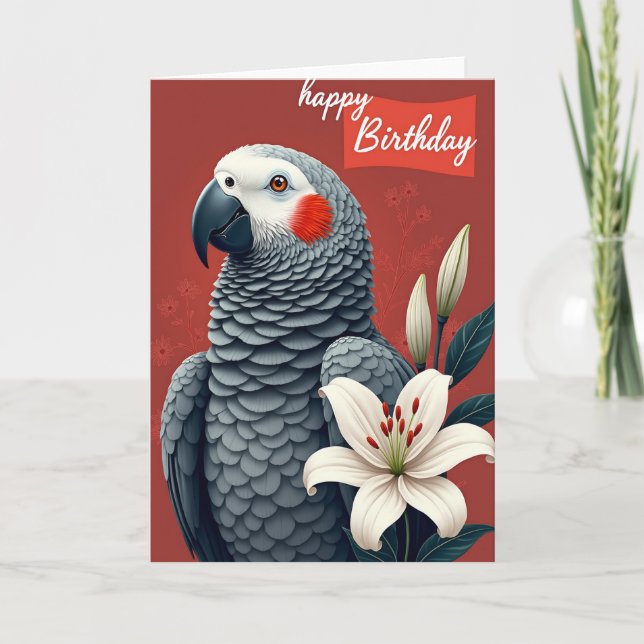 Cartão de Aniversário do Pássaro Vermelho (Frente)