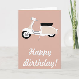 Cartão de Aniversário do Patinete Retro Rosa