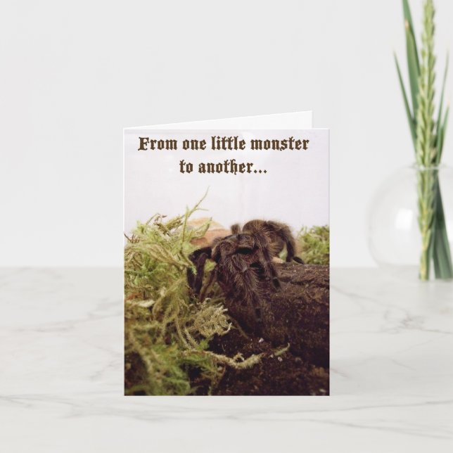 Cartão de Aniversário do Pequeno Monstro Tarantula (Frente)