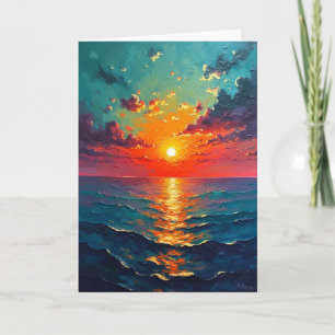 Cartão de Aniversário do Pôr do Sol no Oceano