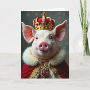 Cartão de Aniversário do Porco Coroado Real