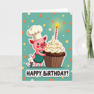 Cartão de Aniversário do Porco Doce