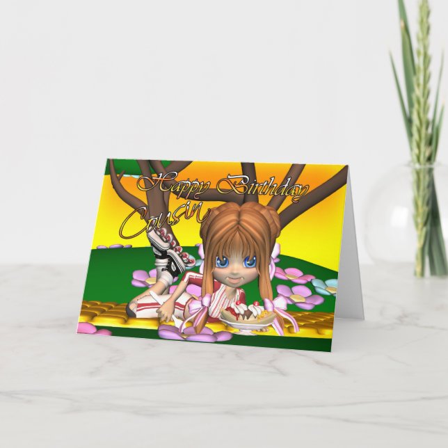 Cartão de aniversário do Primo com tarte de gravat (Frente)