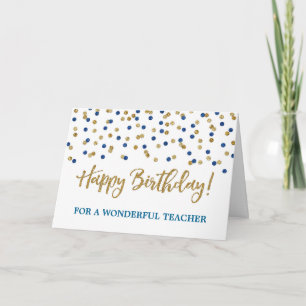 Cartão de Aniversário do Professor Confetti Azul D